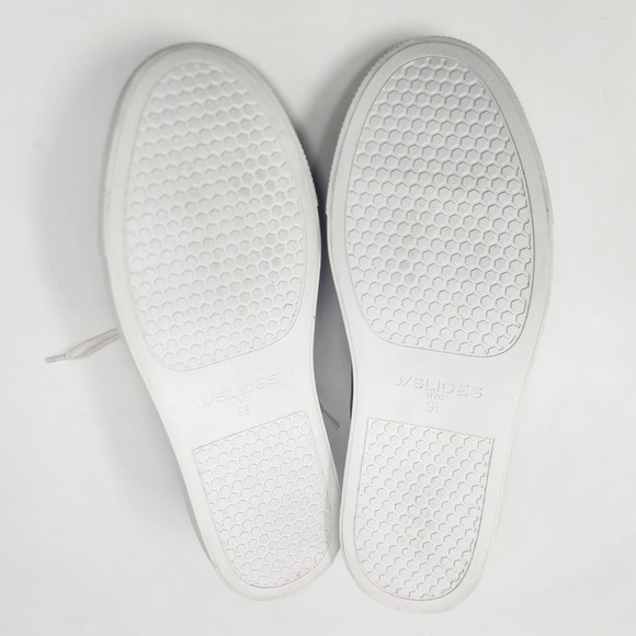 J/Slides Sneaker Women 9.5M Lucki Silver Metallic Snake Leather Comfort Studded - Picture 10 of 14